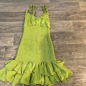 Women Floral Lace Mesh Sheer Hollow Out Deep V Neck Spaghetti Strap Midi Dress